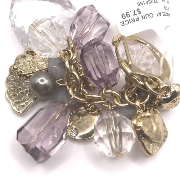 Sleek Gold and Purple Charm Keychain  Accessory - Picture 5 of 6